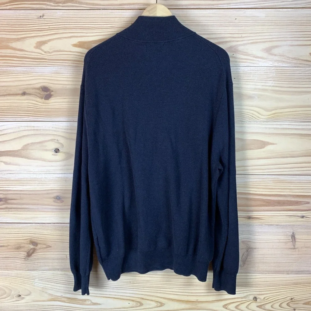 Polo Ralph Lauren Men XL 1/4 Zip Pullover Pima Cotton Waffle‎ Knit Pony Blue